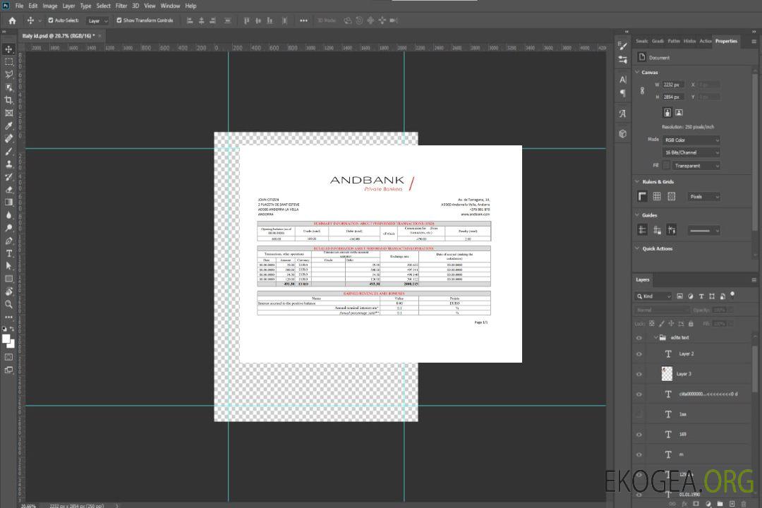Modèle de relevé bancaire Andorra Andbank au format Excel et PDF template